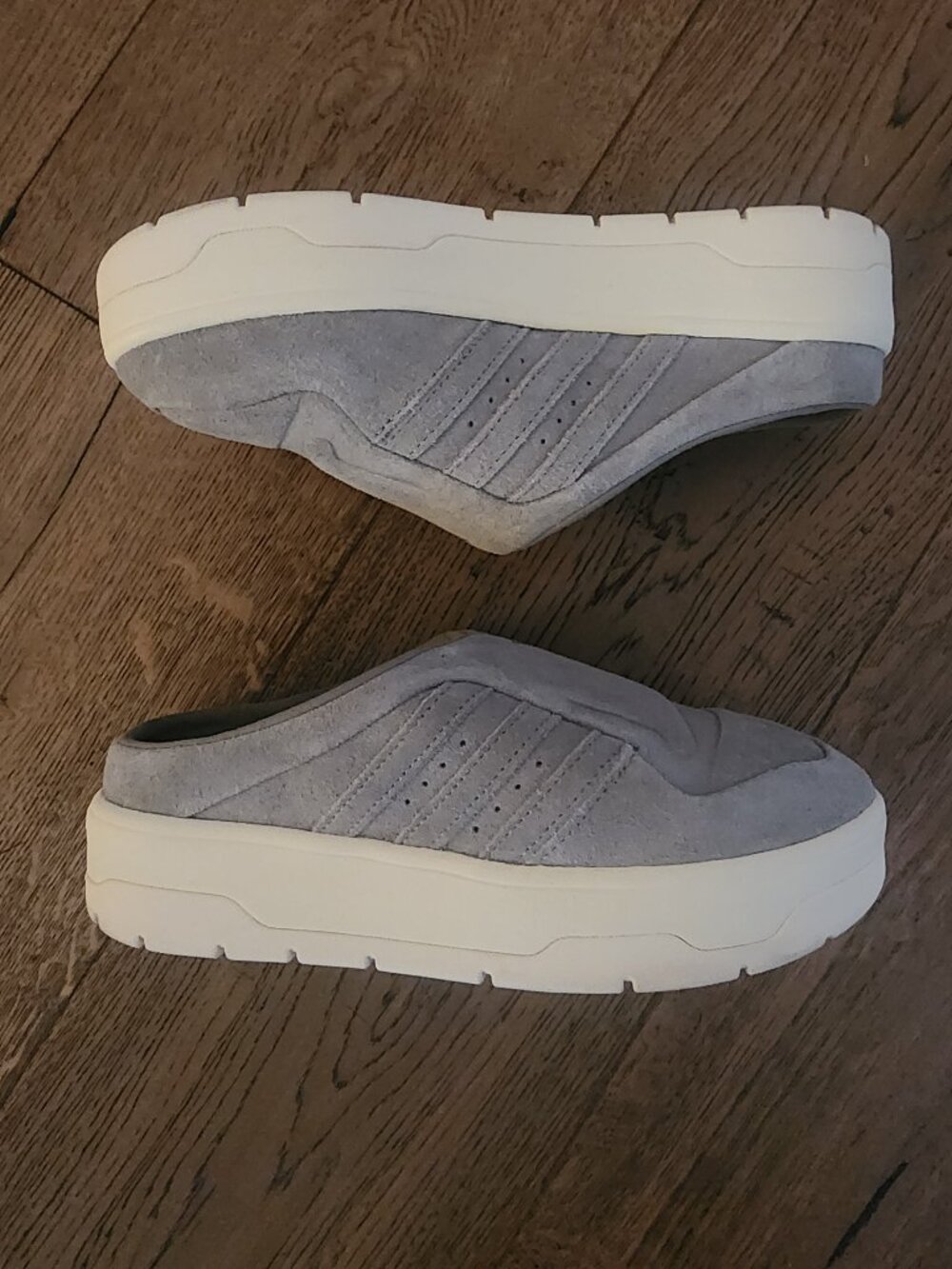 Adidas gray slip ons size 7